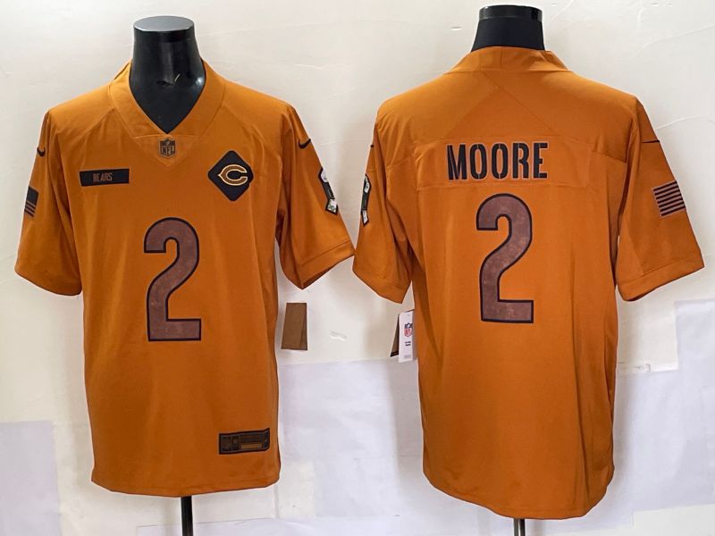 Men 2025 Chicago Bears 2 Moore Orange Nike Limited NFL Jersey style 001
